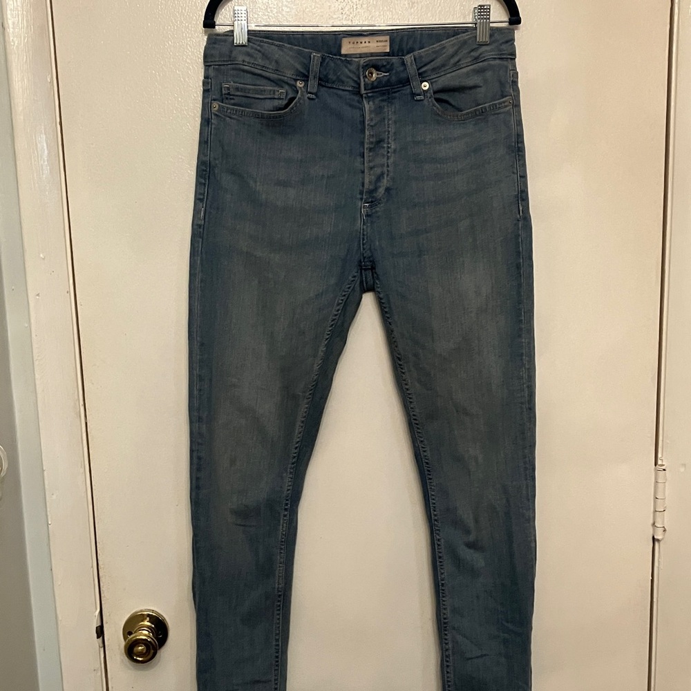 TOPMAN Men's Stretch Skinny button fly jeans